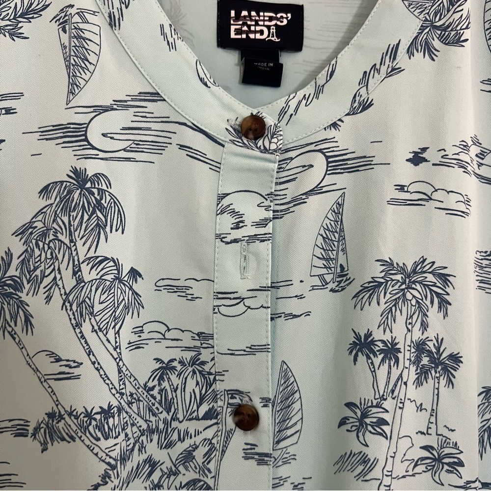 Lands' End Women’s Sz 1X Plus Size Short Sleeve Button Front Dress Shirt Dress - Picture 10 of 10